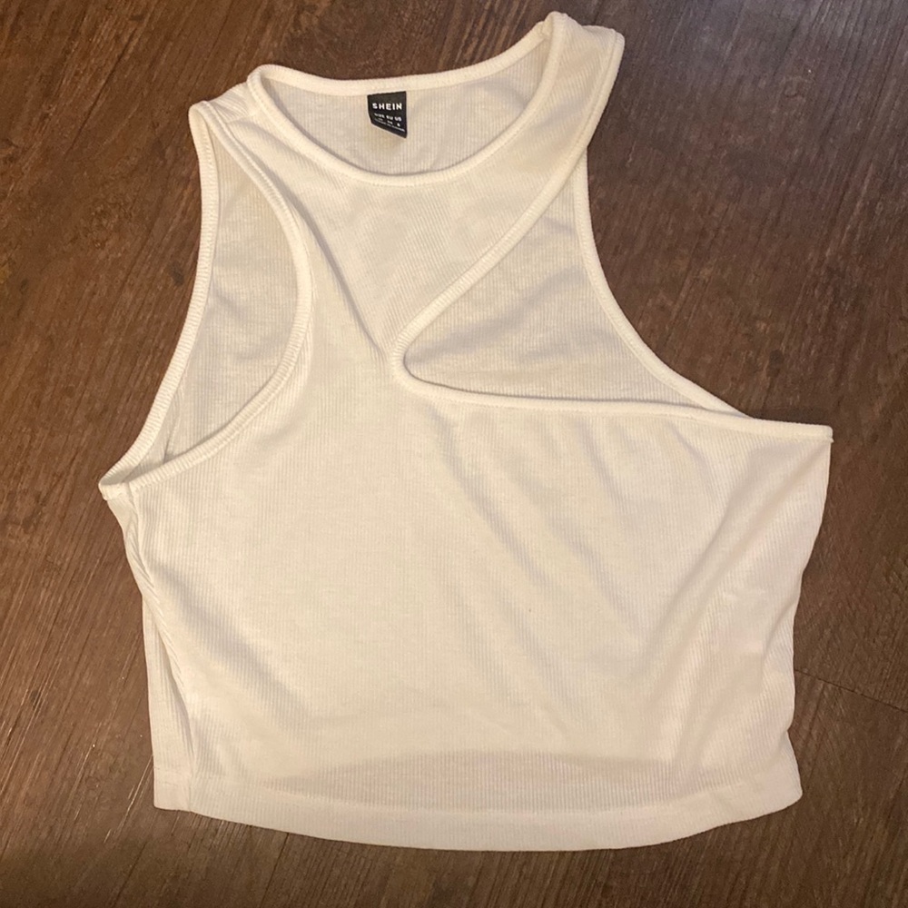 White cutout top